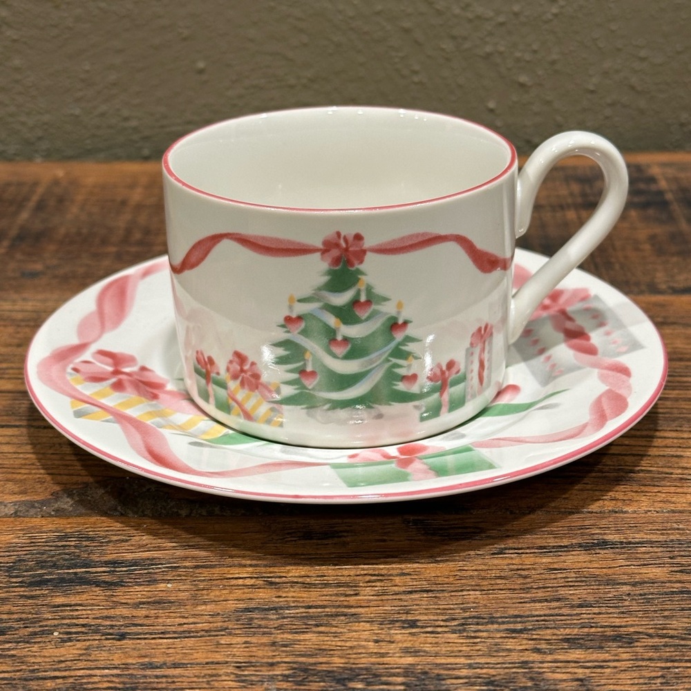 Sango ‘Home For Christmas’ vintage 1992 saucer and teacup Grandmacore style
